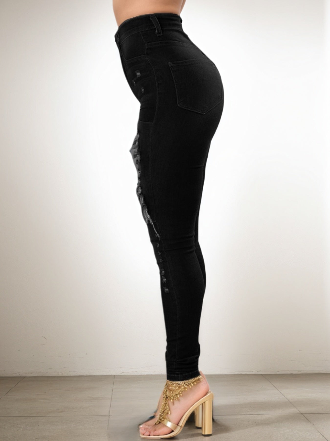 Veelzijdige elastische gescheurde strakke jeans met hoge taille voor dames, hoge kwaliteit, gemakkelijk te passen, comfortabel en modieus - Street Style Sexy Basic Jeans, Damesjeans en kleding
